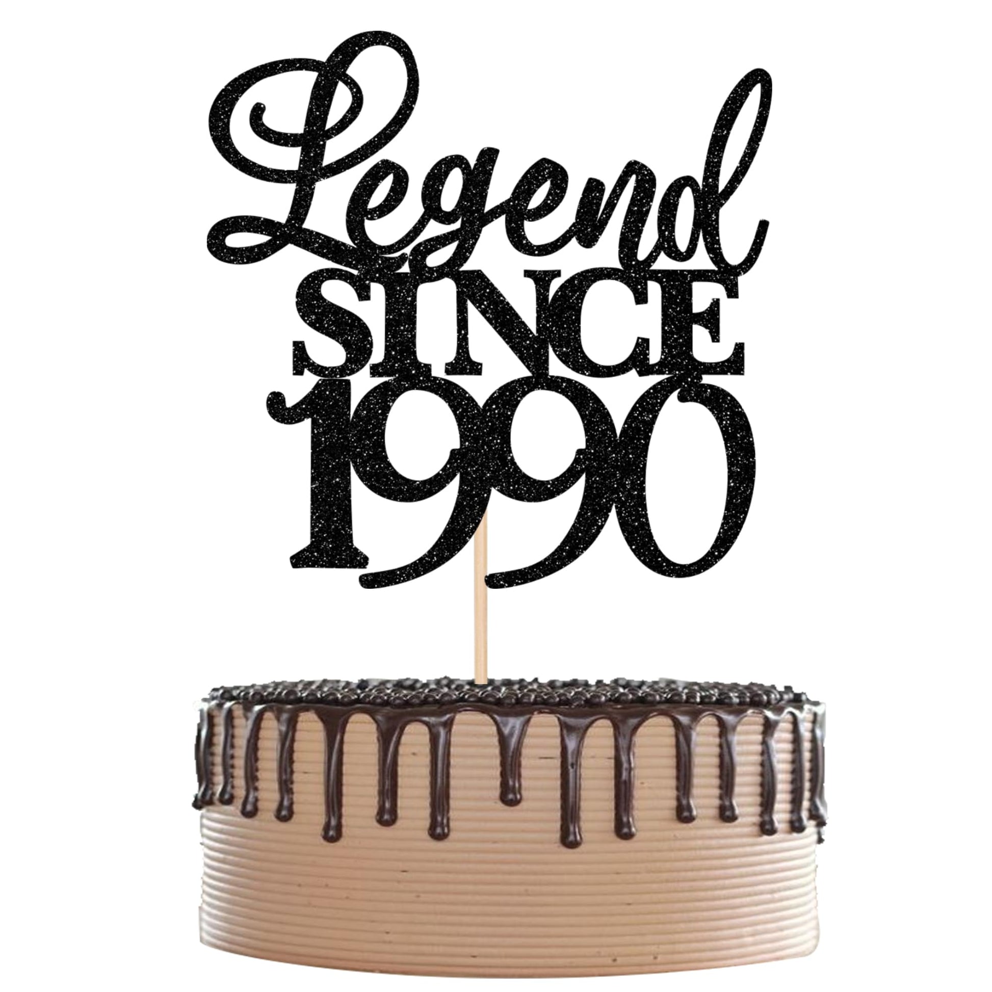 Rsstarxi Cake Topper, Glitter 35th Birthday Decoration, Black, Legend Since 1990, Cheers to 35 Years, Party Cake Decor