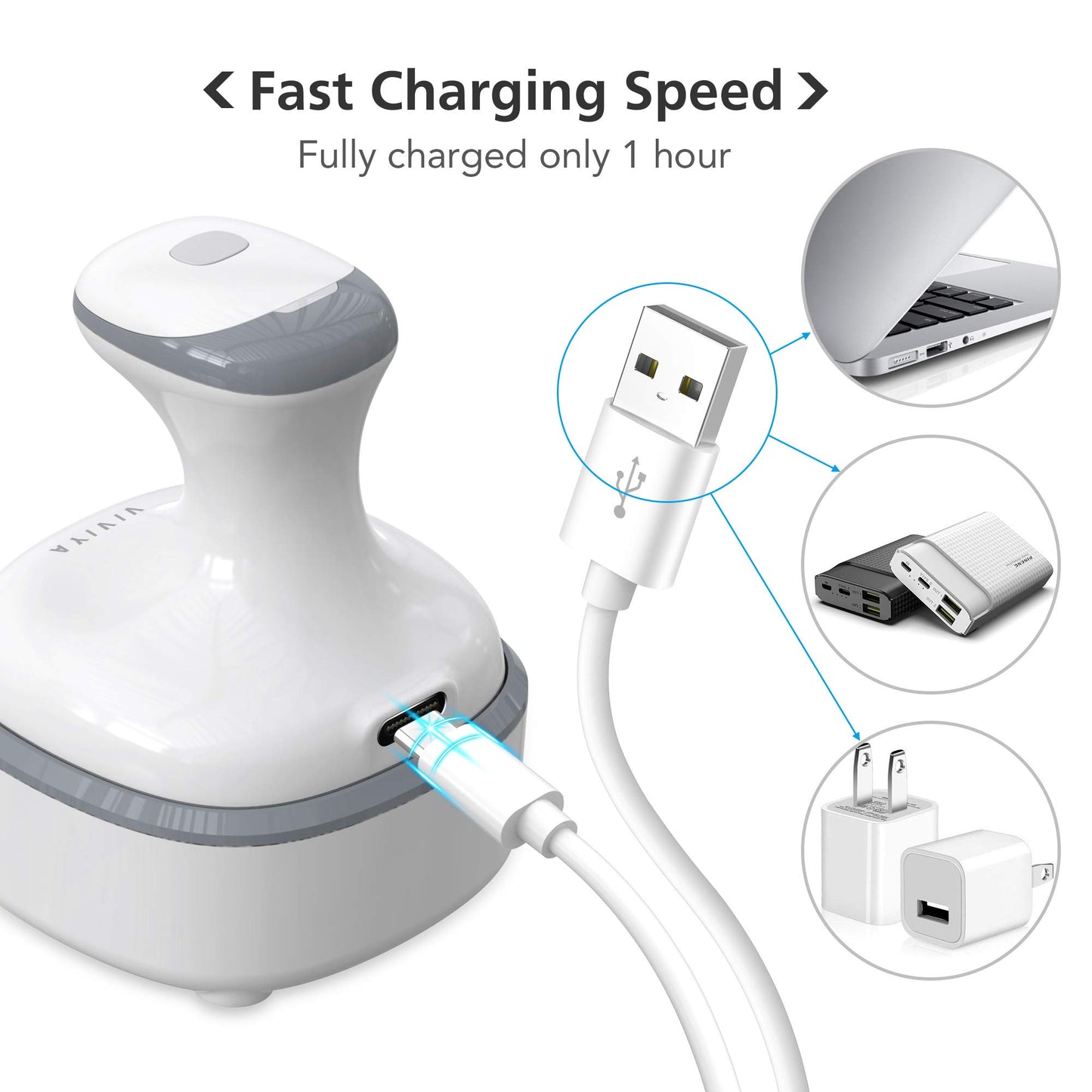 Viviya Electric Scalp Massager, Portable Rechargeable Head Massager With 8 Removable Massage Claws, Waterproof Handheld Hair Sca