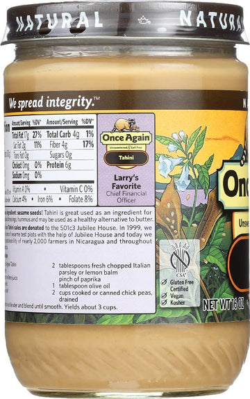 Once Again - Organic Tahini - 16 Oz.