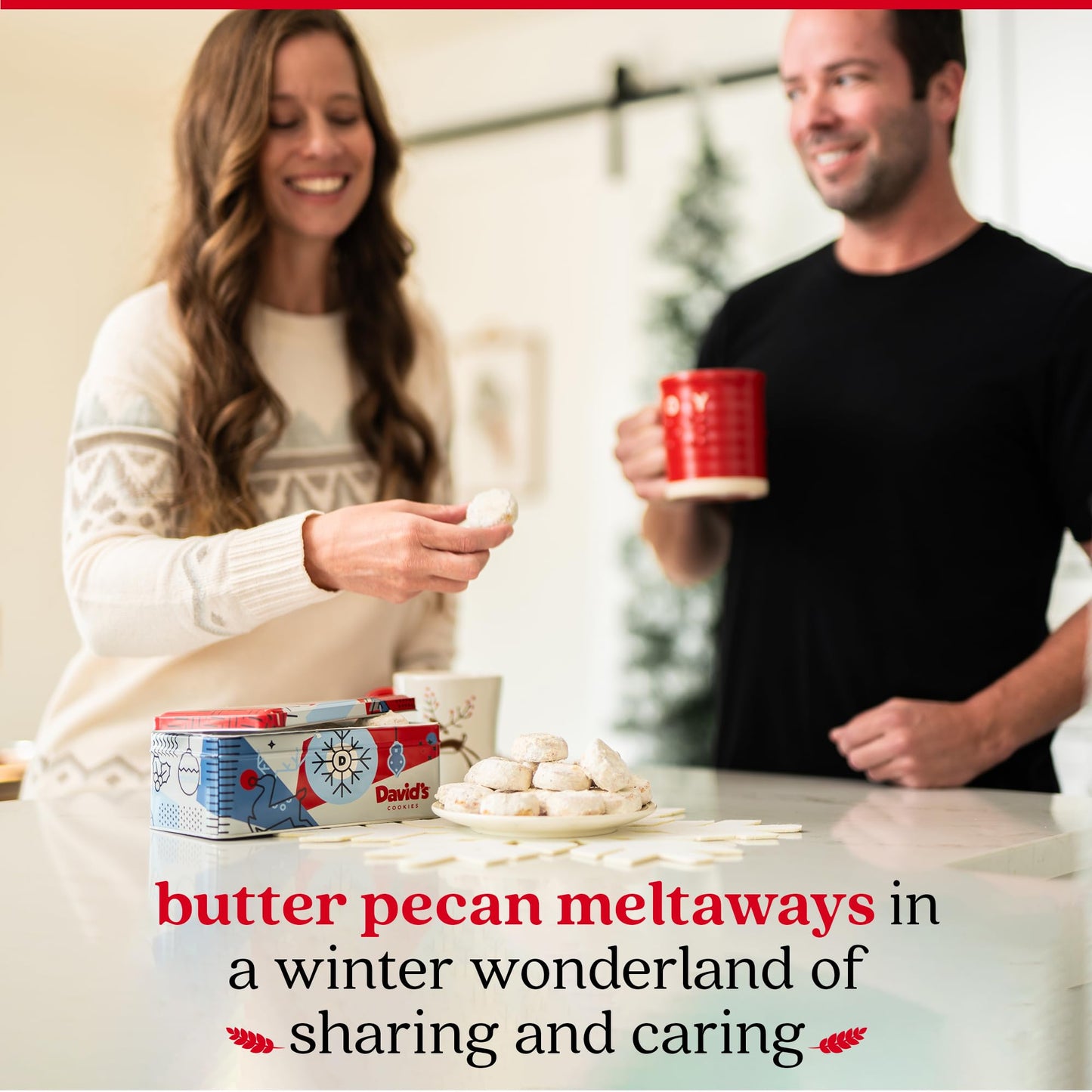 Davids Cookies Happy Holiday Butter Pecan Meltaway Cookies Gift Basket - Butter Cookies With Crunchy Pecans - Soft And Gourmet M