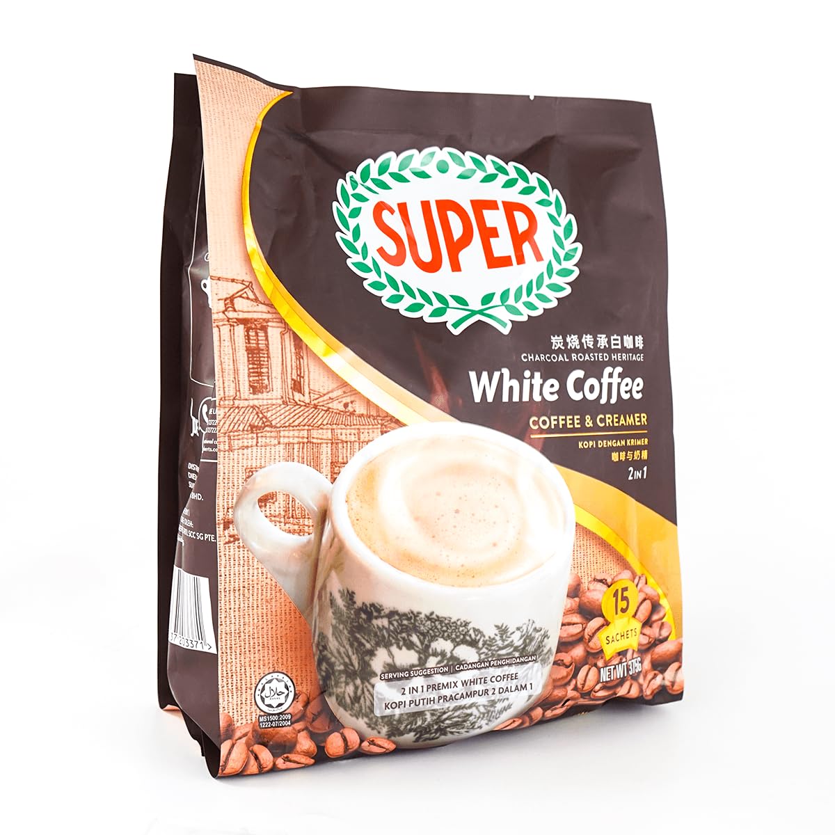 Super 2in1 Charcoal Roasted White Coffee & Creamer, 13.2 Ounce Pack