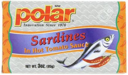 MW Polar Sardines, Hot Tomato Sauce, 3-Ounce (Pack of 24)