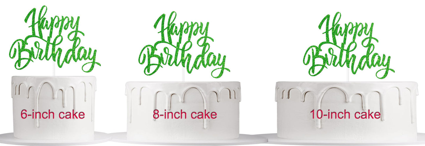 Notbadsys Happy Birthday Cake Topper, Gold Glitter Letters, Flashing Cardboard, Green, Model S1-1-(????)