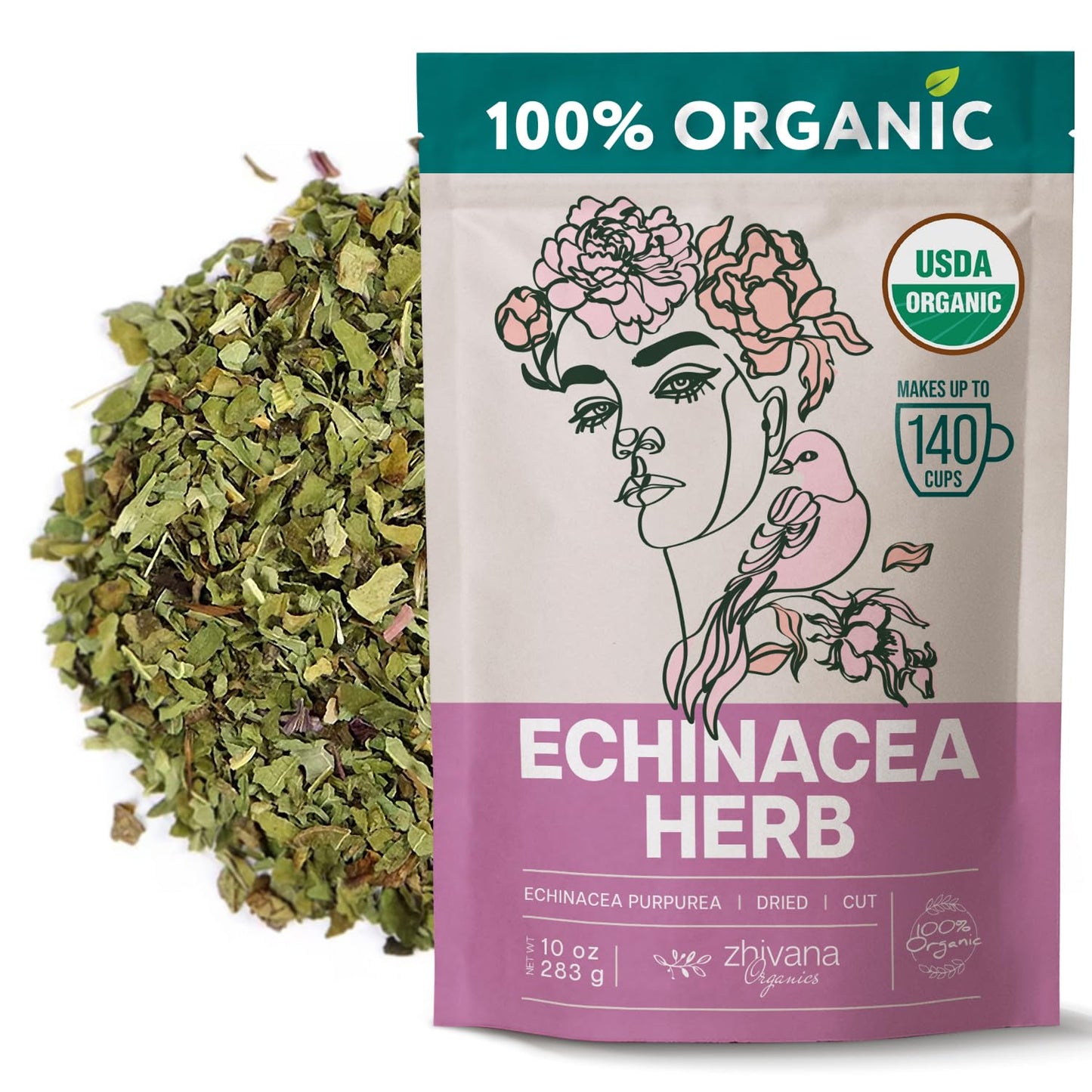Echinacea Tea Organic (10oz.) - Echinacea Purpurea Herb Loose Leaf - Equinacea Organica - Body Defenses, Immune Support Tea