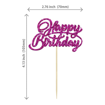 24Pcs Happy Birthday Cupcake Toppers Purple Glitter Birthday Cupcake Food Picks For Celebrating Happy Birthday Party Cake Decora