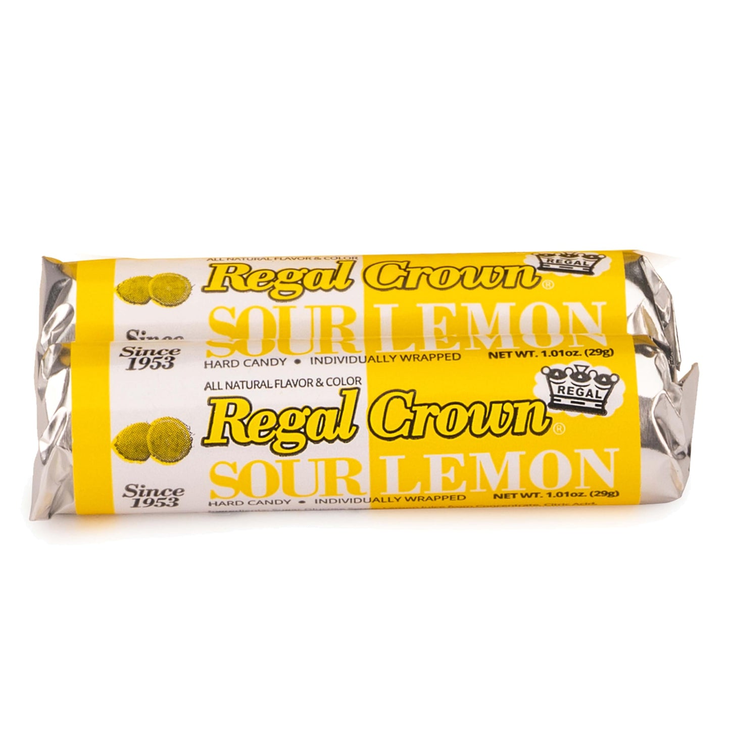 Regal Crown Roll Sour Lemon, 1.01 Ounce (Pack Of 24), Sour Candy, The Hampton Candy Company