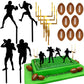 24 Pcs Football Cake Decorations 8 Pcs Cake Goal Post Topper 8 Pcs Mini Football 8 Pcs Rugby Ball Player Cake Toppers For Footba