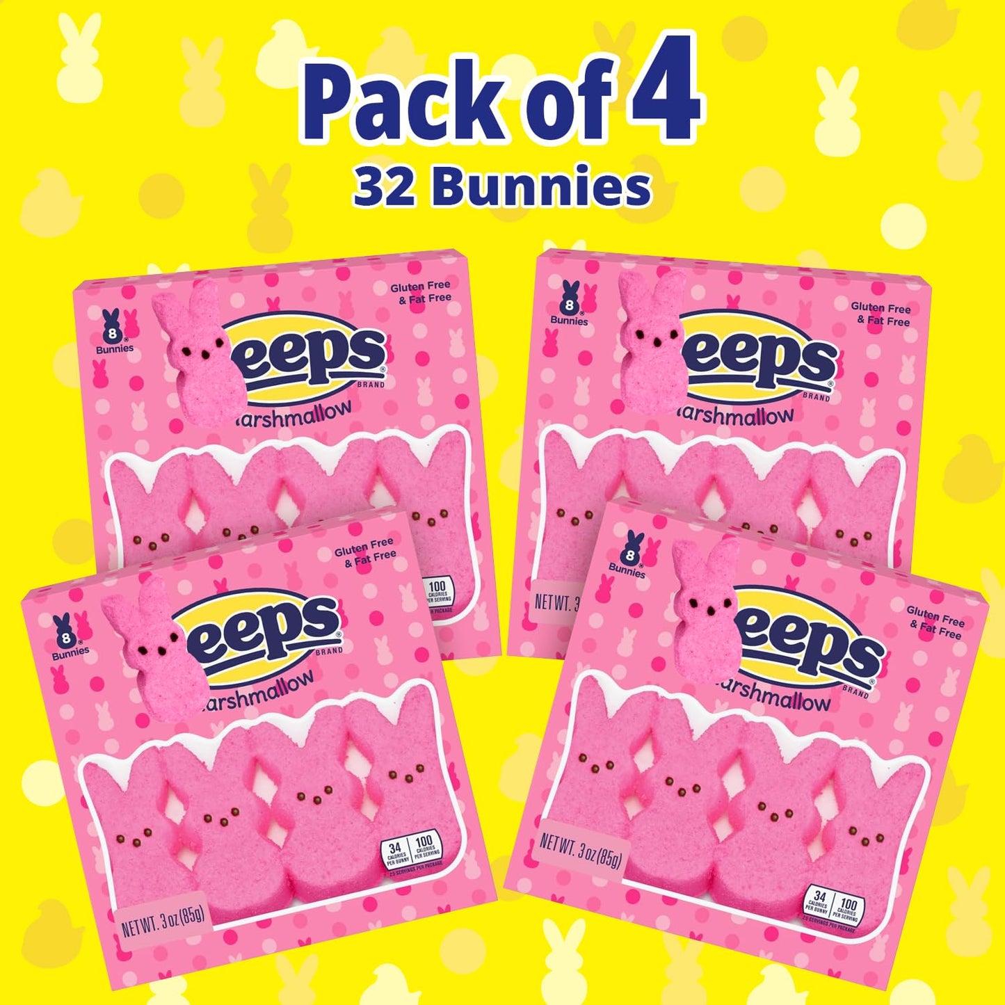 KATIE’S KANDY KORNER Easter Bunny Marshmallow Bunnies, 32 Count, 4 Packs, Perfect for Party Favors, 19.8 x 11.1 x