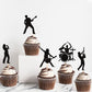Ercadio 25 Pack Rock Band Cupcake Toppers Black Glitter Band Cupcake Picks Rock Pop Music Theme Cupcake Picks Music Concert Them