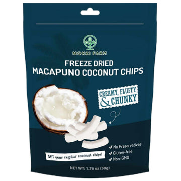 (Pack Of 1) Nokki Farm Freeze-Dried Macapuno Coconut Chips 50G | Vegan | Non Gmo | Fluffy Crispy Fruits 50G