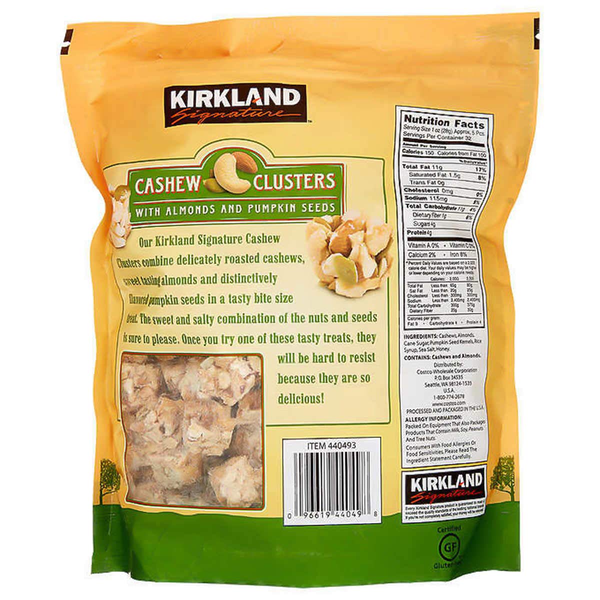 Kirkland Signature Cashew Clusters, 32 oz (3 Pack) - Crunchy Nut Snack, Gluten-Free, Perfect for On-the-Go Energy