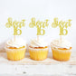 Keaziu Cupcake Toppers, Sweet 16 Picks, 24 Pack, Gold, Paper Decorations for Birthday and Wedding Anniversaries