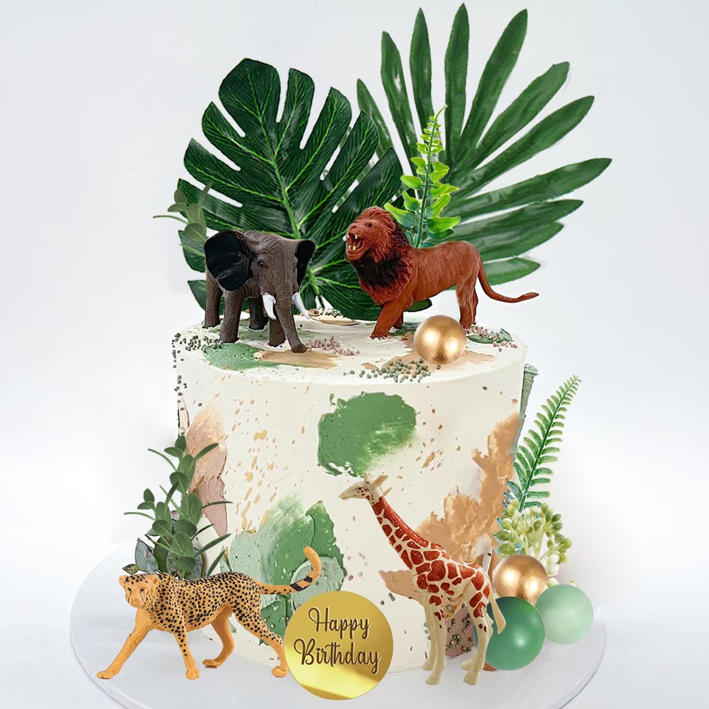 29 Pcs Safari Jungle Animal Cake Toppers With Plam Leaves Balls Cake Decorations For Wild Theme Birthday Oh Baby Safari Jungle P