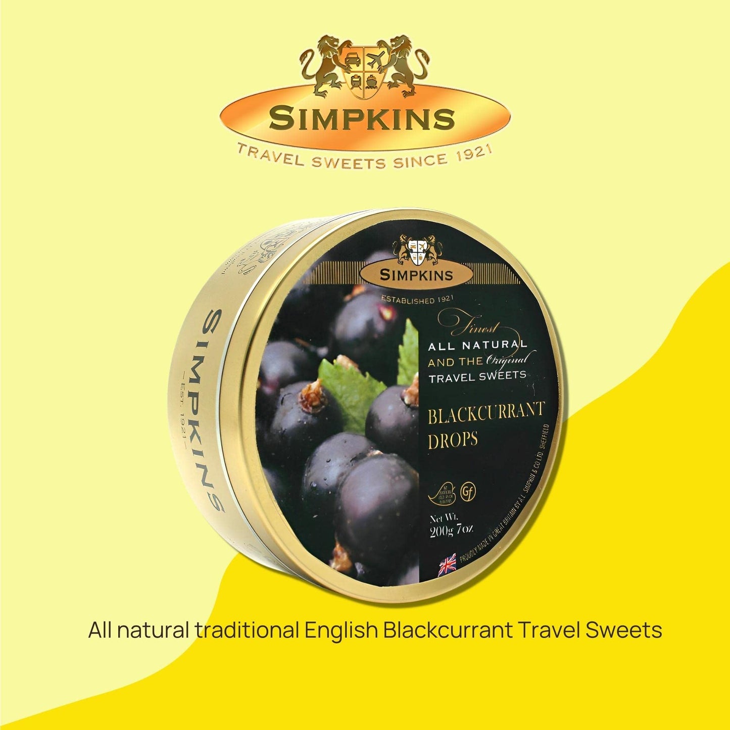 Simpkins Blackcurrant Drops - Classic English Candy In Travel Tins - All Natural Hard Candy & Old Fashioned Blackcurrant Hard Ca