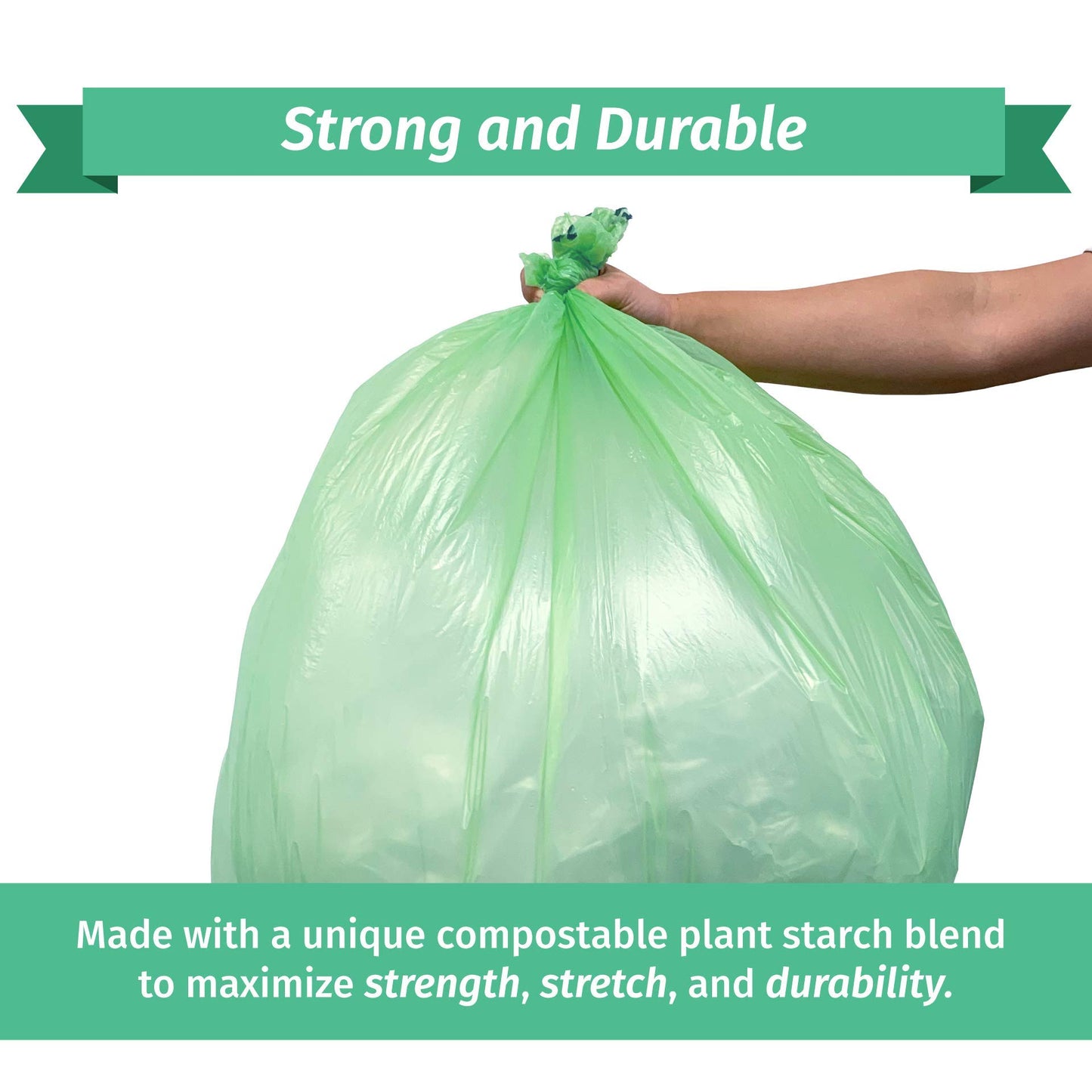 Reli. Compostable 33 Gallon Trash Bags | 40 Count | Astm D6400 | Green | Eco-Friendly | For Compost
