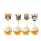 TSJ Cat Cupcake Toppers - 24PCS Paper Cake Decorations, Kitten Theme Stick Toothpicks, Party Supplies