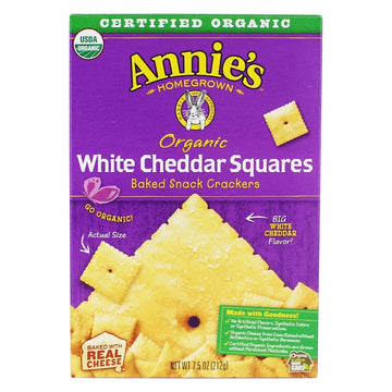 Annie'S Organic White Cheddar Squares Baked Snack Crackers 7.5 Oz. (Pack Of 3)3