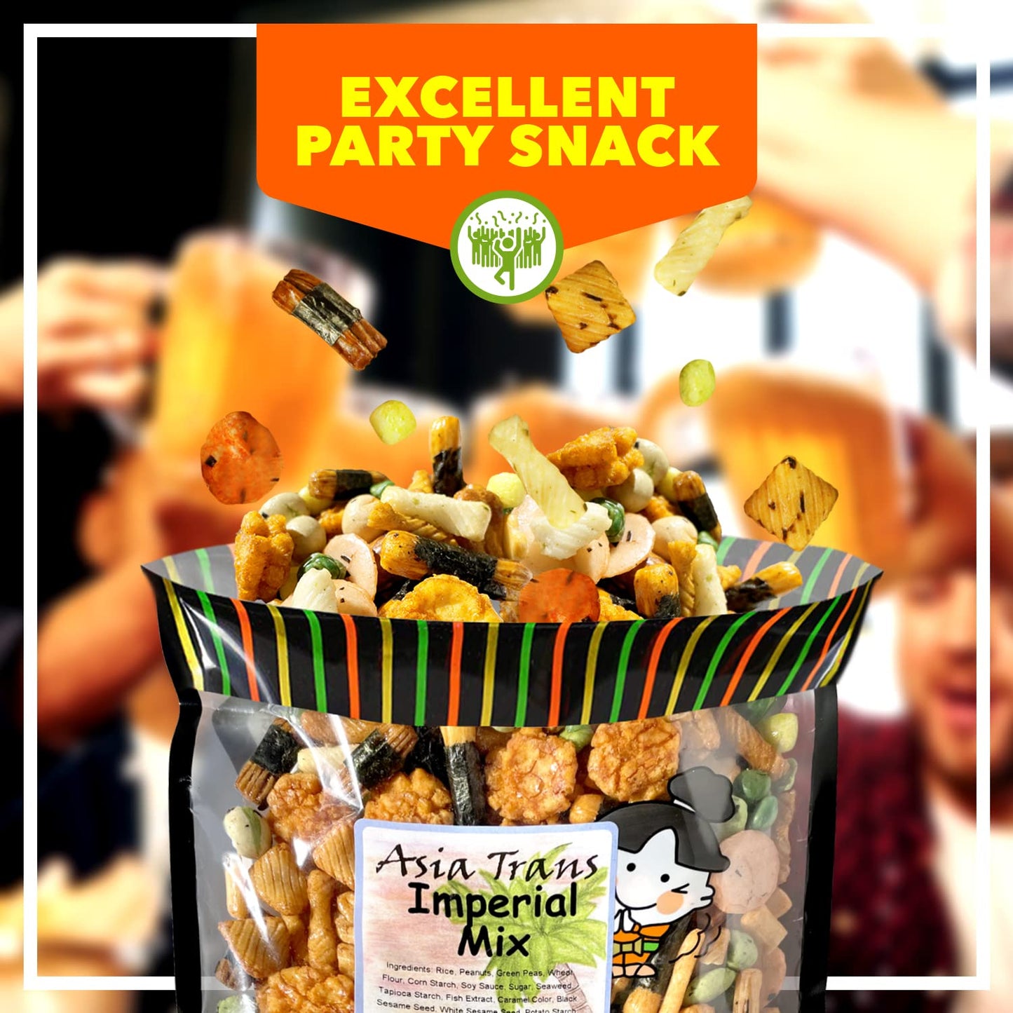 Traditional Imperial Mix Arare Rice  Ers - Mochi Crunch Asian Snack Mix - Assorted Shapes And Flavors - Sweet, Salty, And Umami Taste - Crunchy On-The-Go Snack For Any Occasion - 9 Ounce