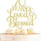 AHAORAY 70th Birthday Cake Topper - Gold Glitter Cardboard Decoration, Model CT-70YEARS