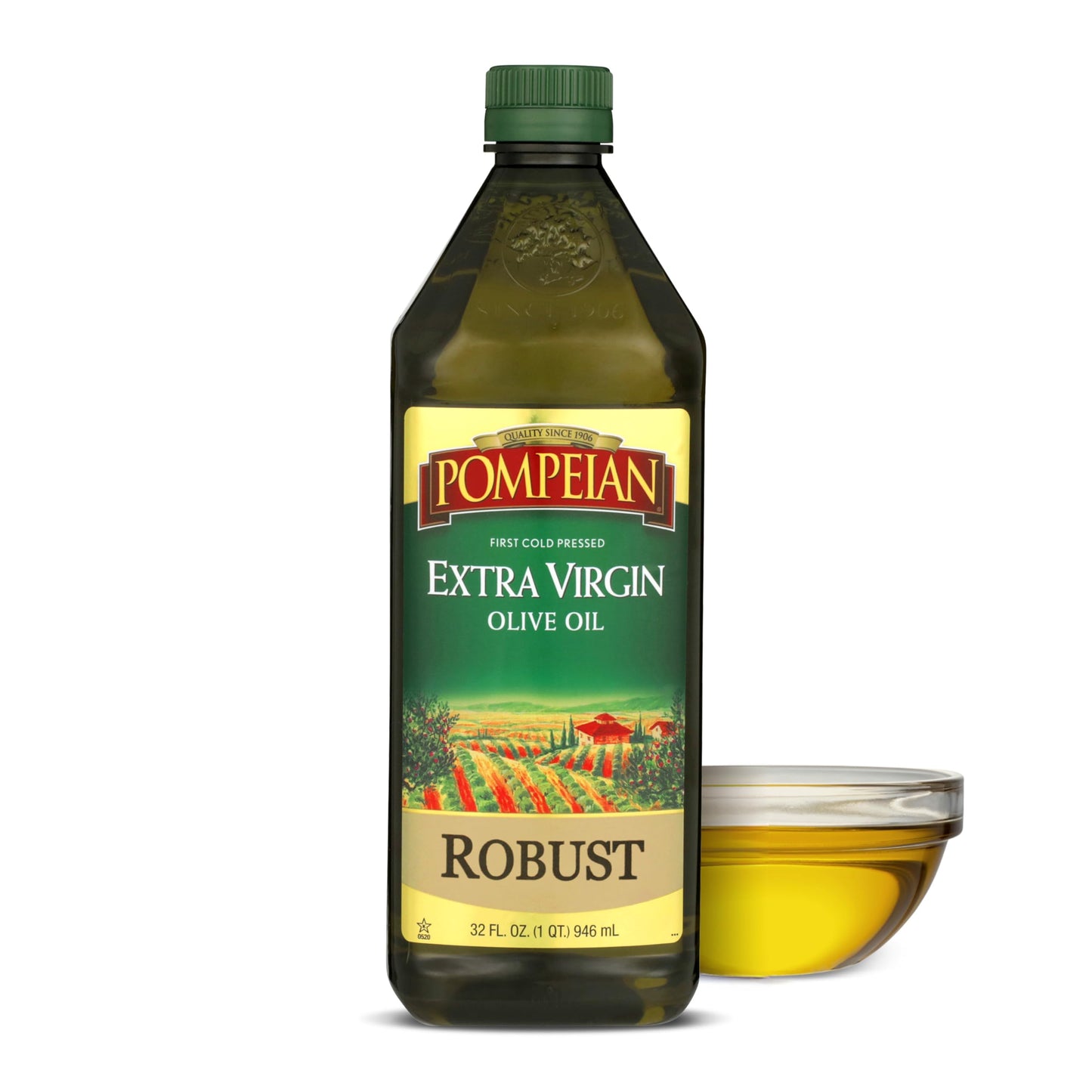 Pompeian Robust Extra Virgin Olive Oil, First Cold Pressed, Full-Bodied Flavor, Perfect for Salad Dressings & Marinades, 32 FL.