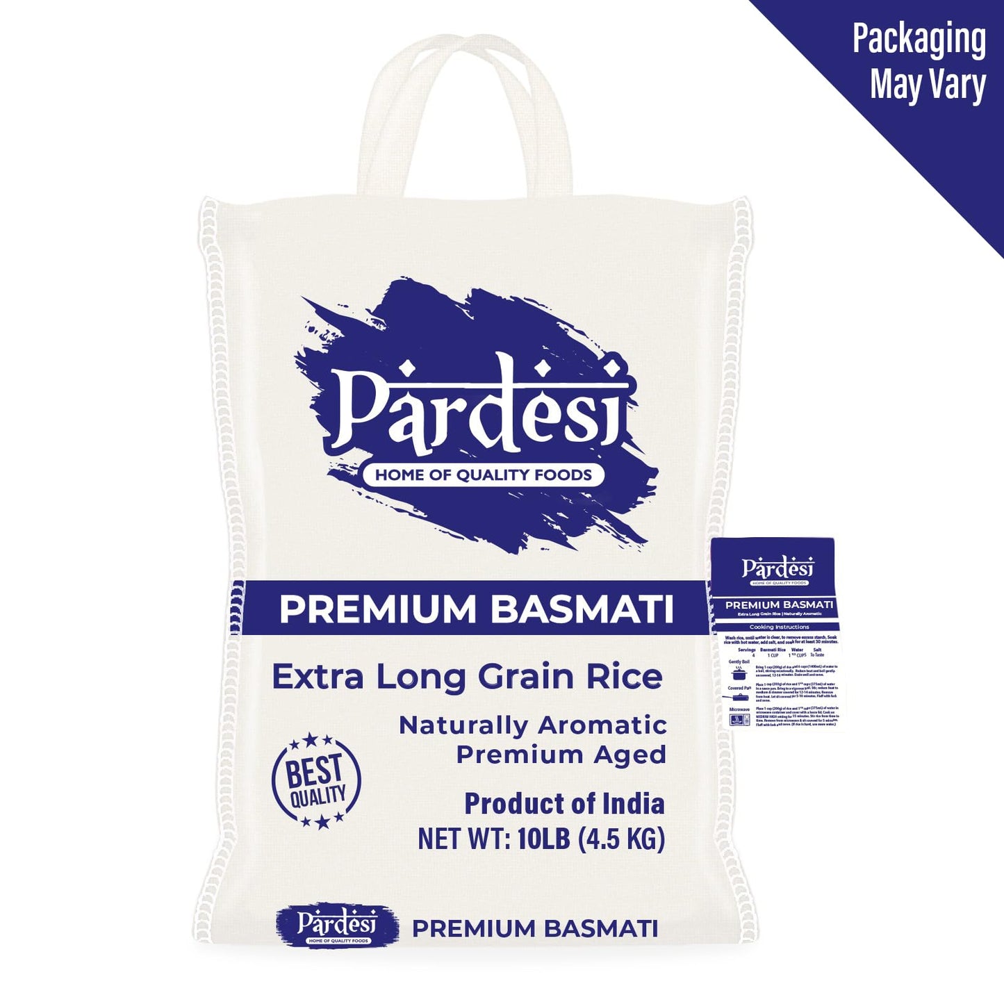 PARDESI Basmati Rice – Extra Long Grain, Aromatic Flavor – 10LB – Premium Quality for Indian, Pakistani, Middle Eastern Cooking
