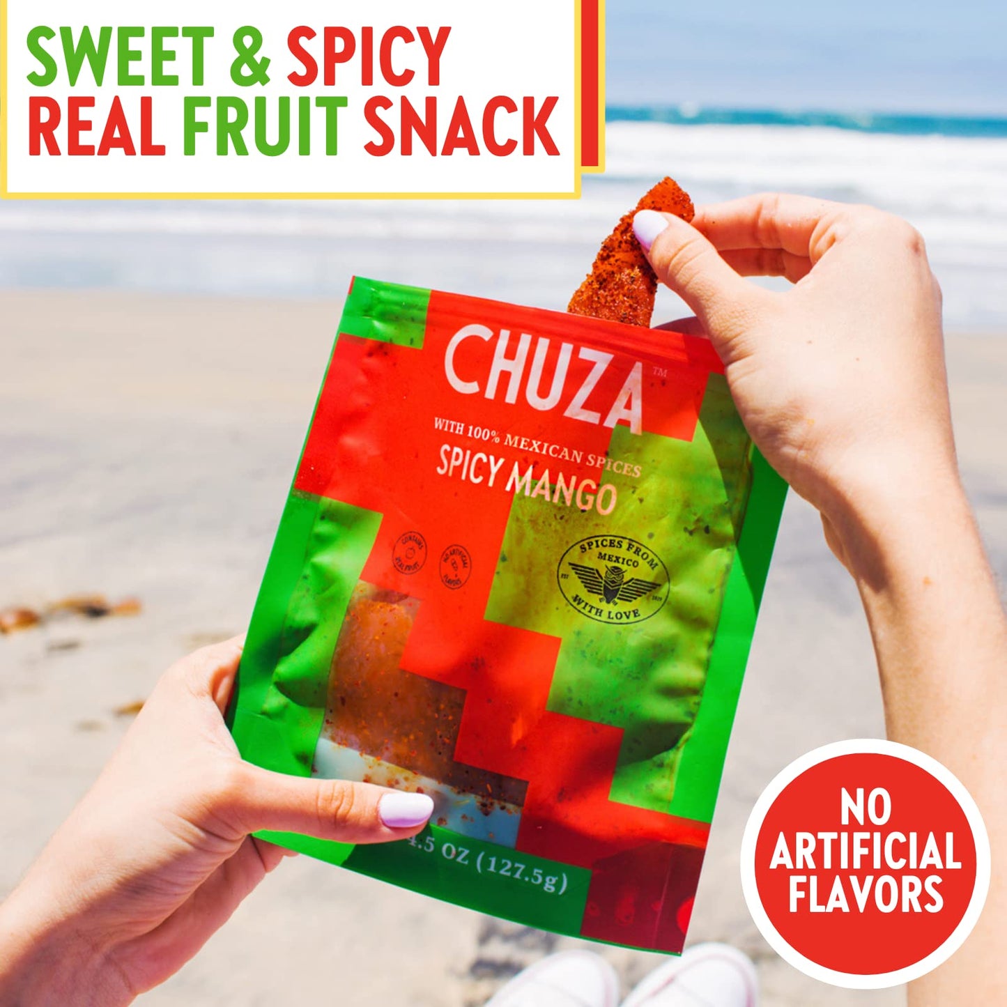Chuza Spicy Dried Mango Slices, Sweet and Spicy Mexican Snacks, 4.5 Ounce (Pack of 3)