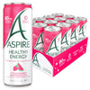 Aspire Healthy Energy Drink, Strawberry Watermelon, 80mg Natural Caffeine, Zero Sugar, 12 Pack