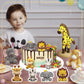 Mage Gifts Jungle Safari Animal Cake Toppers, Lion, Giraffe, Zebra, Elephant For Wild Animals Themed Birthday Baby Shower Party