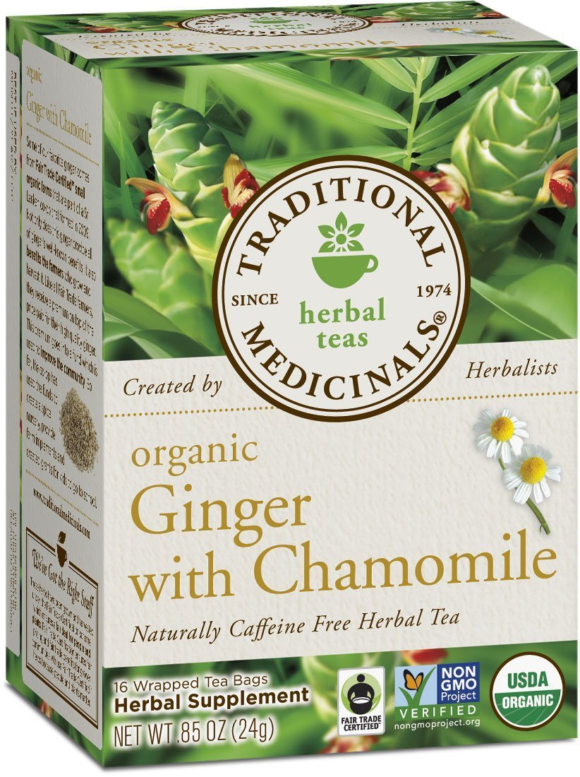Traditional Medicinals Organic Green Tea Ginger Herbal Tea, Promotes Healthy Digestion, (Pack of 2) - 32 Tea Bags Total