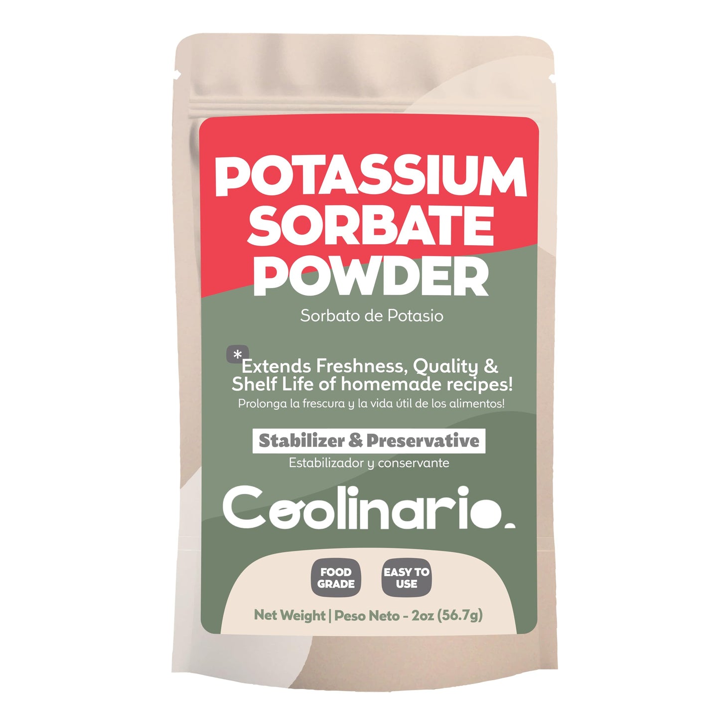 Coolinario Potassium Sorbate Food Grade Preservative for Wine & Jams, 2 Oz
