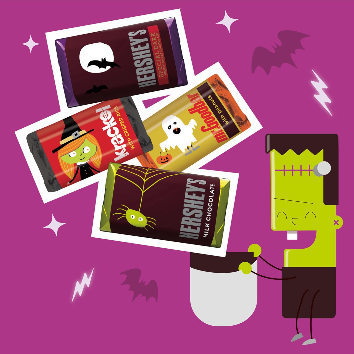 HERSHEYS Miniatures Assorted Chocolate, Halloween Candy Bulk Bag, 30.9 oz
