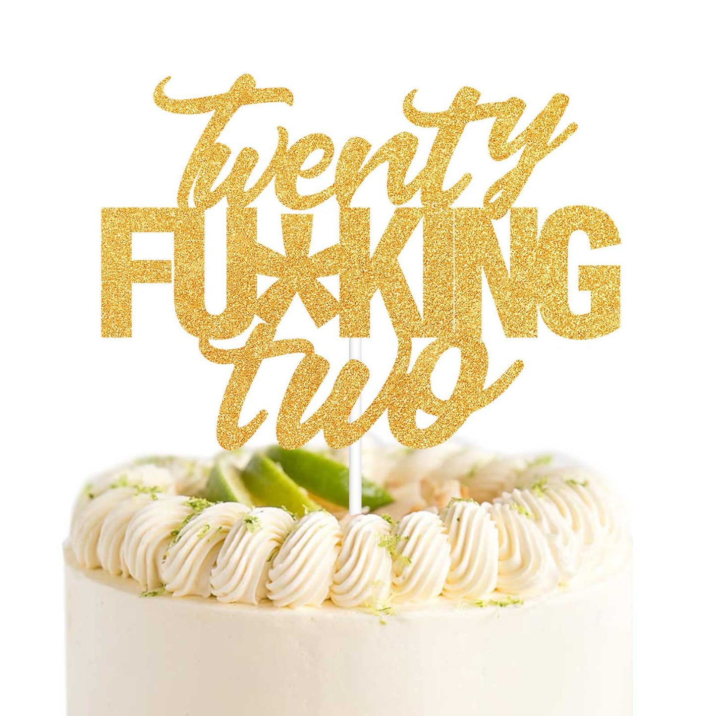 Twenty Two Gold Glitter Cake Toppers 22 Years Old 22Nd Birthday Anniversary Party Decorations Supplies