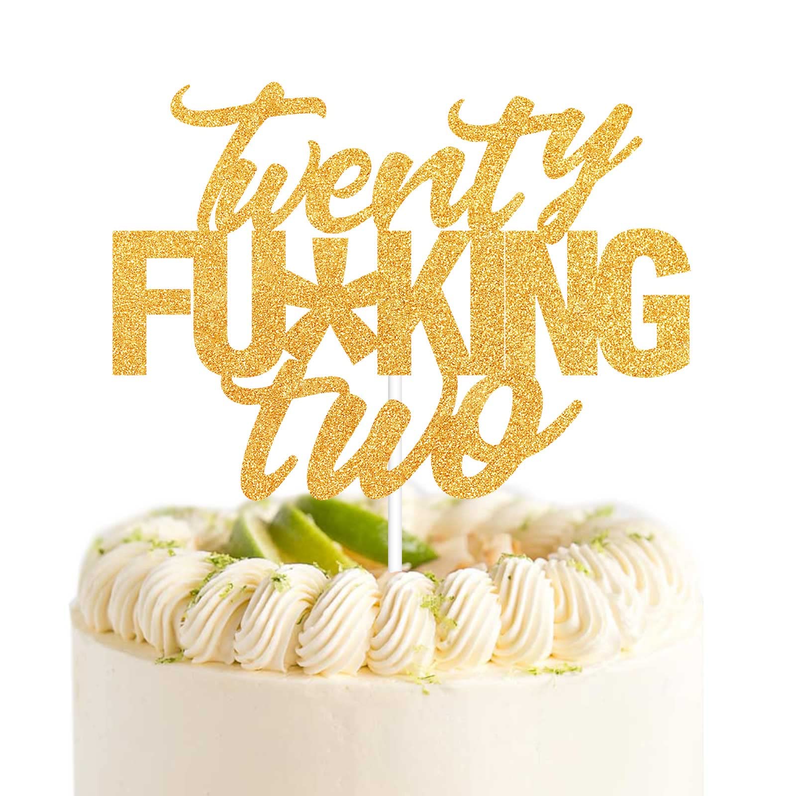 Twenty Two Gold Glitter Cake Toppers 22 Years Old 22Nd Birthday Anniversary Party Decorations Supplies
