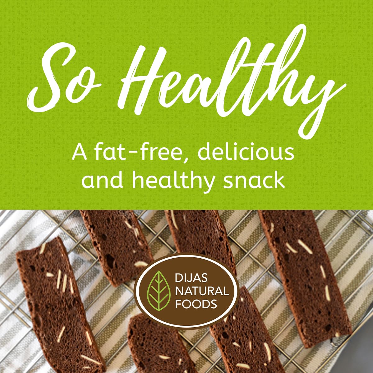 Dijas Natural Foods, Crunchy Sugar-Free Biscotti Cookie, All Natural, Fat Free, Preservative Free Ingredients, Delicious Low Cal