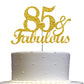RokAPary 85 & Fabulous Cake Topper, Gold Glitter, Sturdy Acrylic Stick, 85th Birthday Decoration