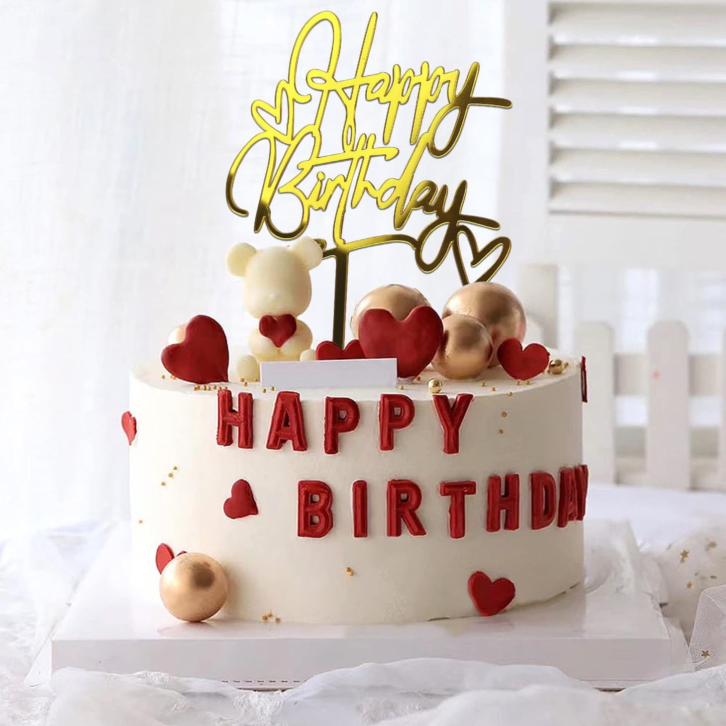 40 Pcs Gold Happy Birthday Cake Topper Acrylic Birthday Cupcake Topper Cake Pick Decorations For Birthday Party Cake Desserts Pa