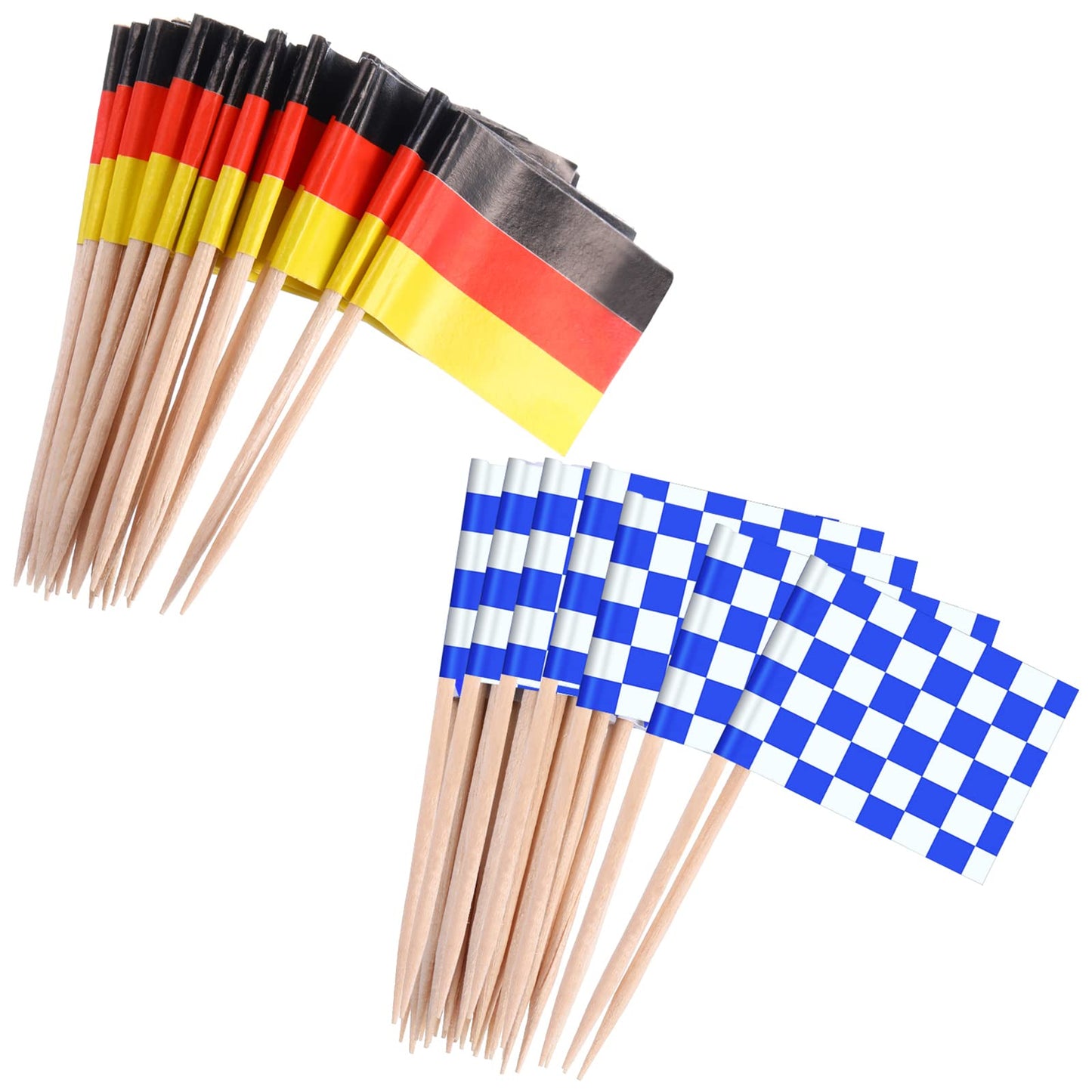 100 Pieces Oktoberfest Picks Party Accessory, Disposable Bavarian Flag Cupcake Topper Decoration in the Style of an Oktoberfest