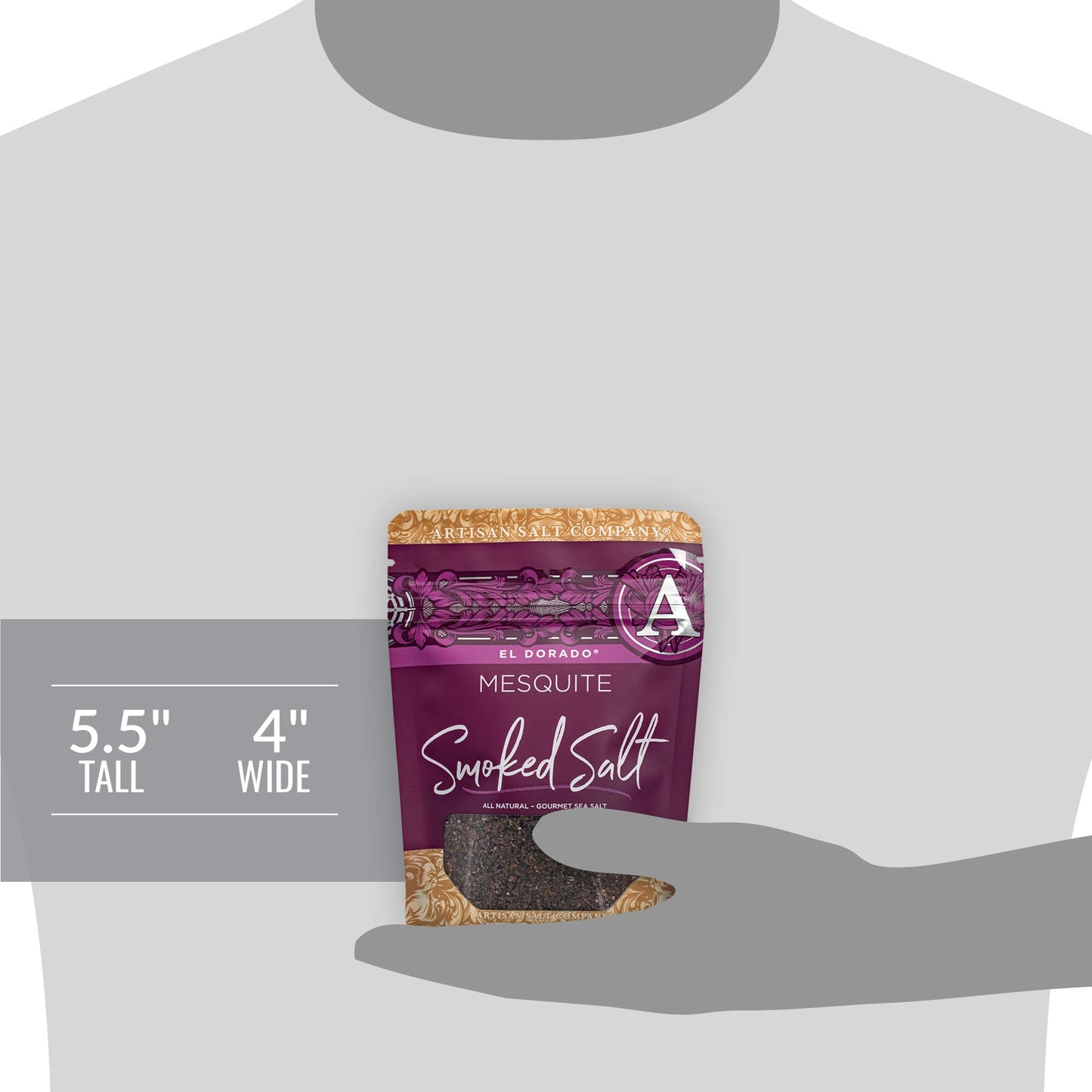 SaltWorks Artisan El Dorado Mesquite Smoked Sea Salt, 4 Ounce Zip-Top Pouch, Light to Medium Brown Crystals