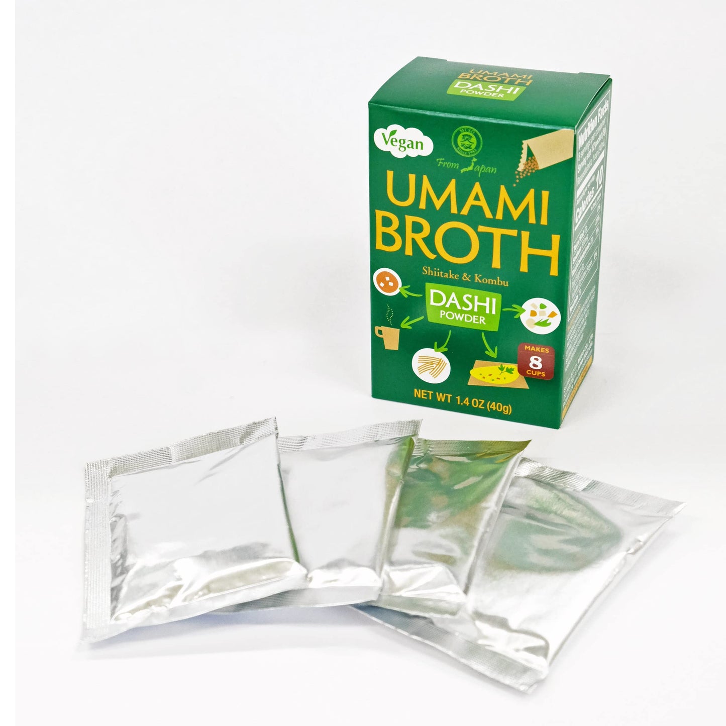 Muso From Japan Umami Broth Dashi Powder, Vegan, 1.4Oz, 4 Sachets (Pack Of 1)