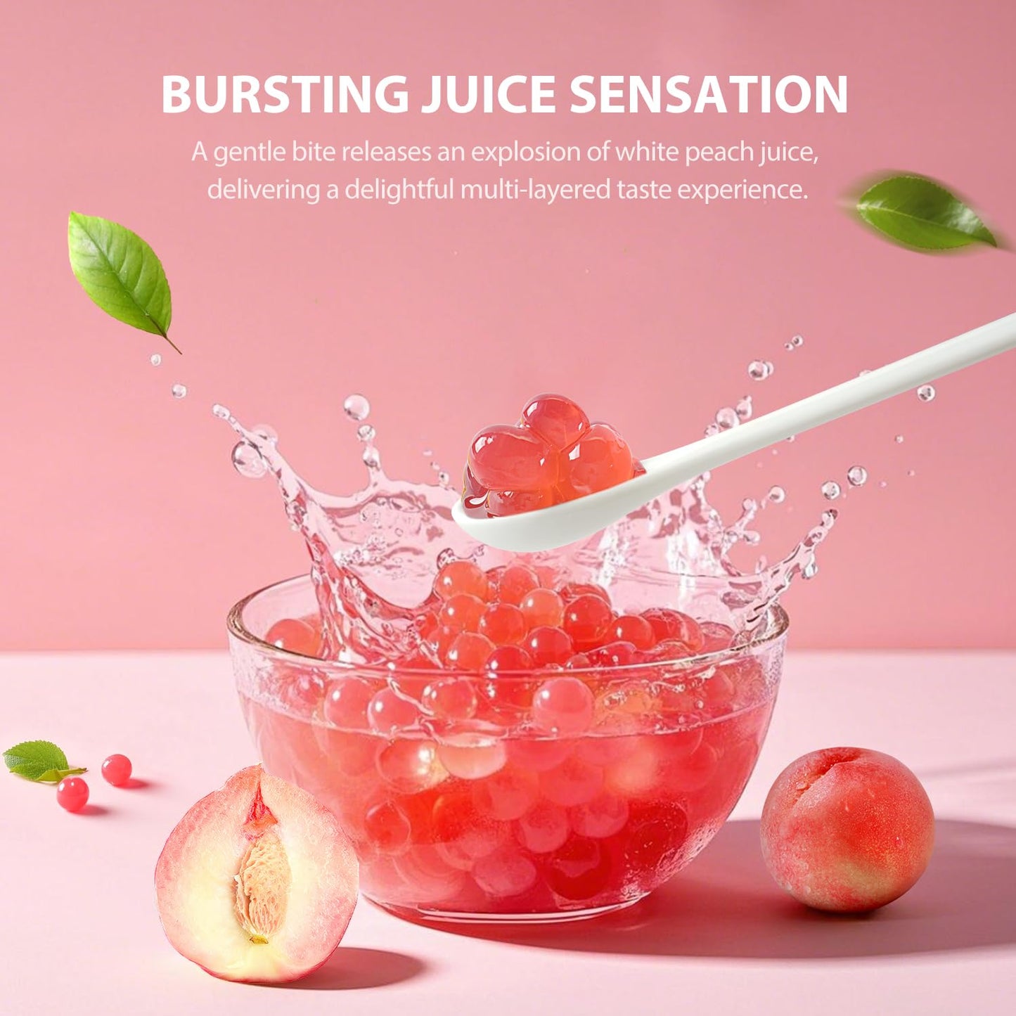 Soeos Peach Flavored Popping Boba Pearls 6.6 Lb (3000 G), Bursting Boba Pearls For Bubble Tea, Beverages, Shakes, Desserts, Smoo