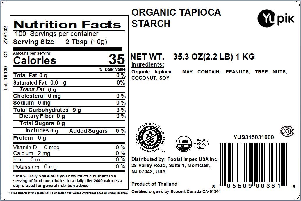 Yupik Organic Tapioca Starch, 2.2 Lb, Non-Gmo, Vegan, Gluten-Free, Pack Of 1