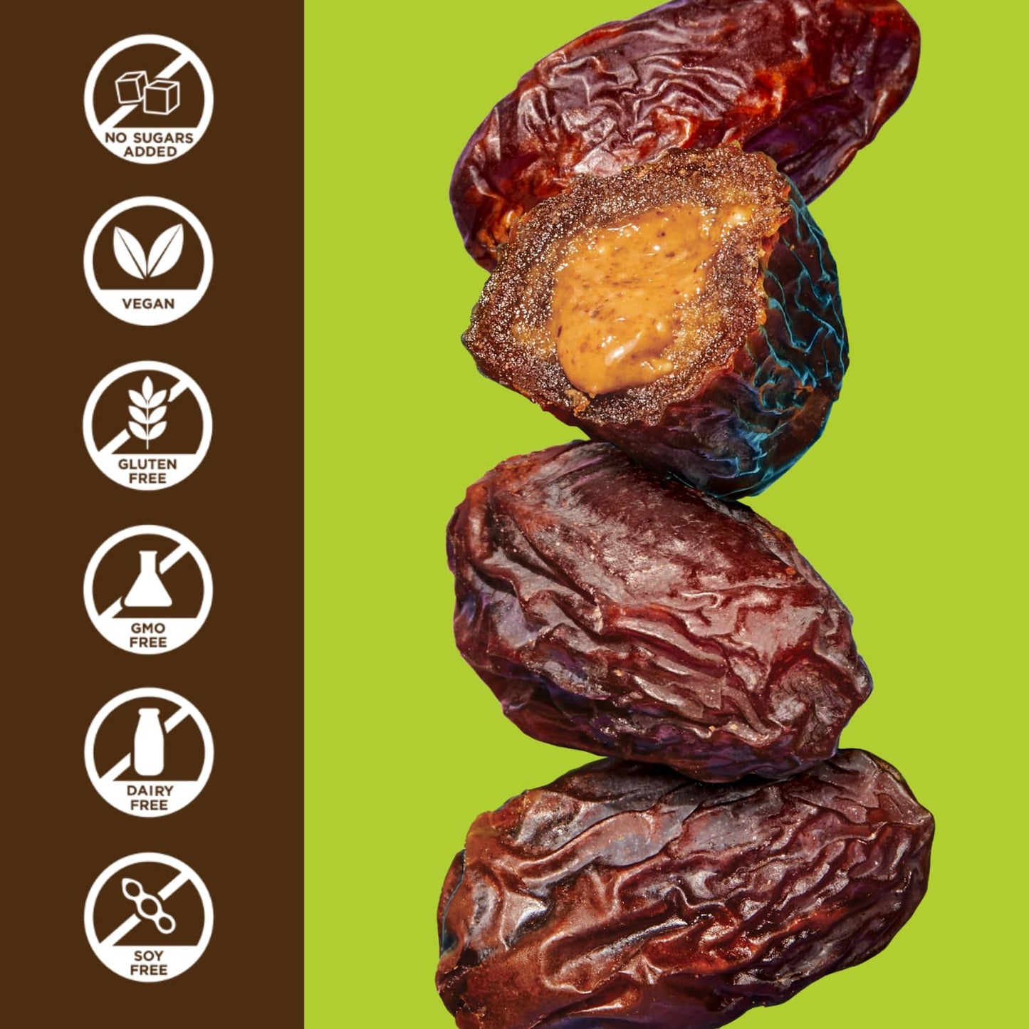Realsy Medjool Dates - Organic, Gluten-Free, Vegan Snack, No Sugar Added, Single Wrapped (40 ct), Almond Butter