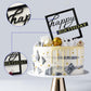 10 Pcs Black Happy Birthday Cake Toppers Mirror Acrylic Cake Topper Side Cake Decorations Cake Inserts Cake Decorating Supplies