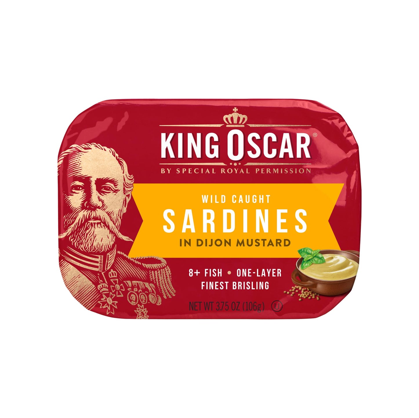 King Oscar Sardines in Dijon Mustard, Wild Caught, 3.75 Ounce Cans, Pack of 12
