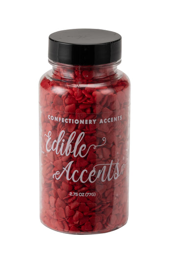 EDIBLE ACCENTS RED HEARTS- Gluten-free, Egg Free, Nuts Free, Kosher, Sprinkle Medley Mix, For Baking, Decorating, Cookies, Cupca