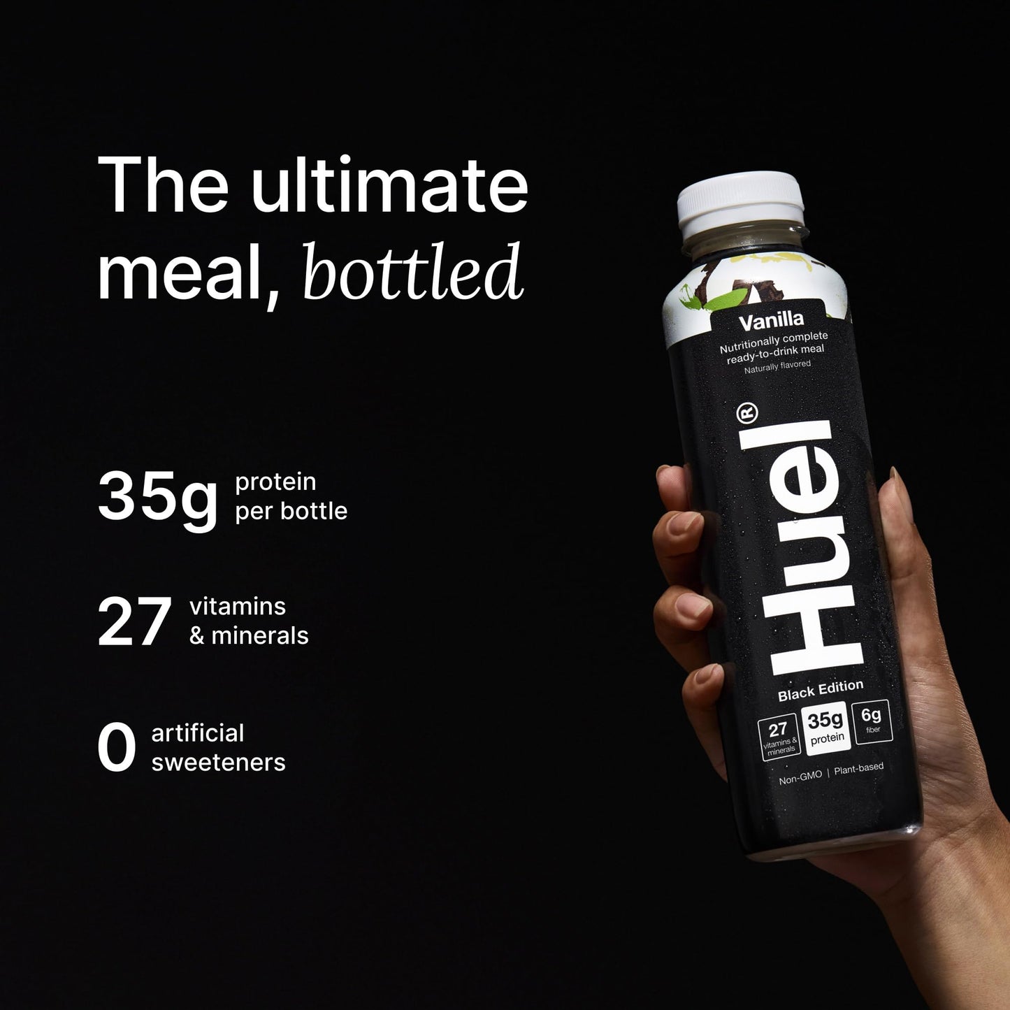 Huel Black Edition Ready-to-Drink | Vanilla Meal Replacement Shake | 35g High Protein Drink | 27 Vitamins & Minerals  Vegan  Gluten Free | Plant Based | High Fiber  Low Sugar | 16.9 Fl Oz  12 Pack