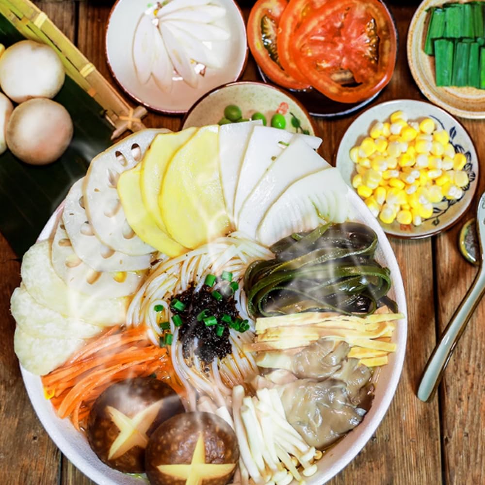 SIJIYUNLI Rice Noodles - Vegetarian, 0 Fat, Mushroom Soup Flavor, 9.52 oz