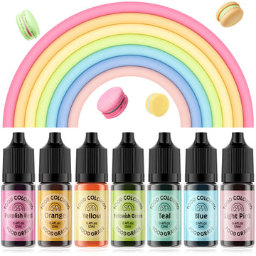 Food Coloring for Cake Decorating Macaron Edible Food Dye for Baking Royal Icing Cookie Supplies Gluten Free 7x12ml Food Grade L