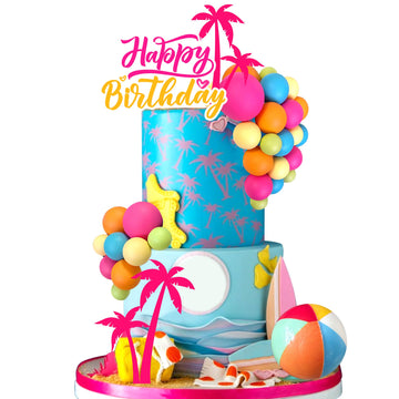 Balls Cake Toppers Blue Orange Birthday Cake Decorations for Baby Shower Birthday Cake Decorating (Hawaii)