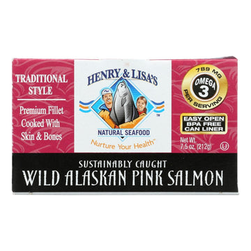 Henry and Lisas Wild Alaskan Pink Salmon, 7.5 Ounce -- 12 per case.12